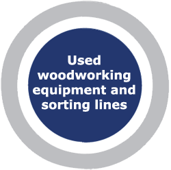 Used woodworking equipment and sorting lines